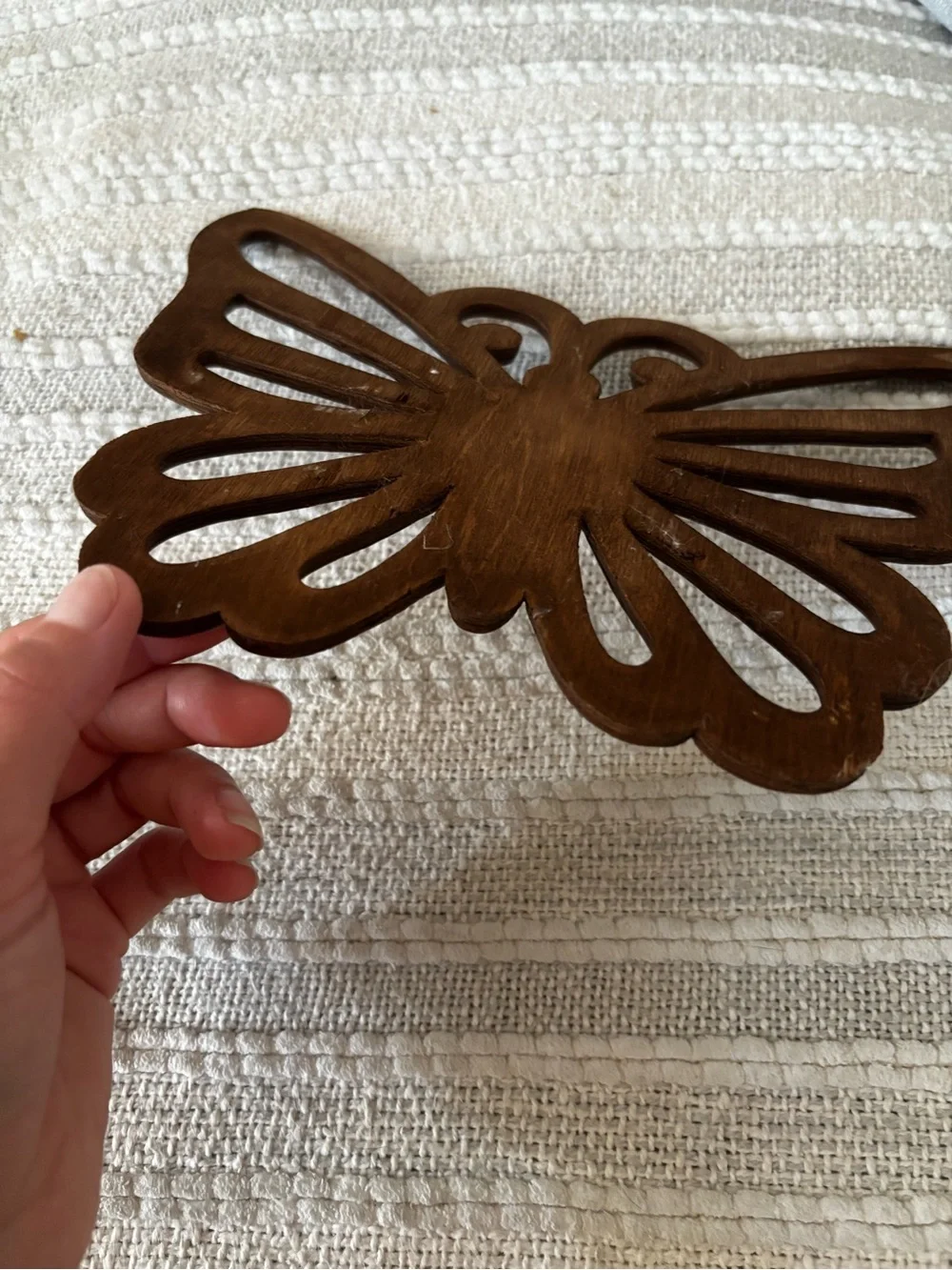 Handcrafted Brown Wooden Butterfly Wall Decor